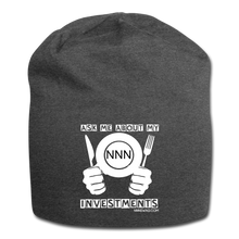 Load image into Gallery viewer, Jersey Beanie | Ask Me About My NNN Investments - charcoal gray

